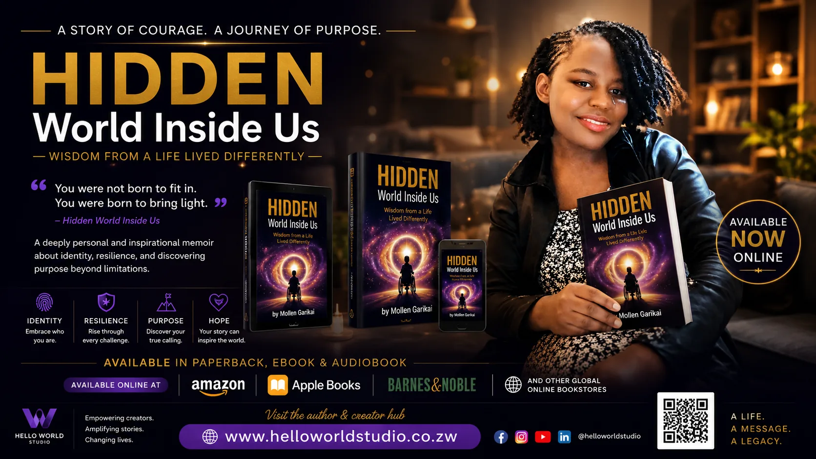 A published book campaign banner for Hidden World Inside Us by Mollen Garikai