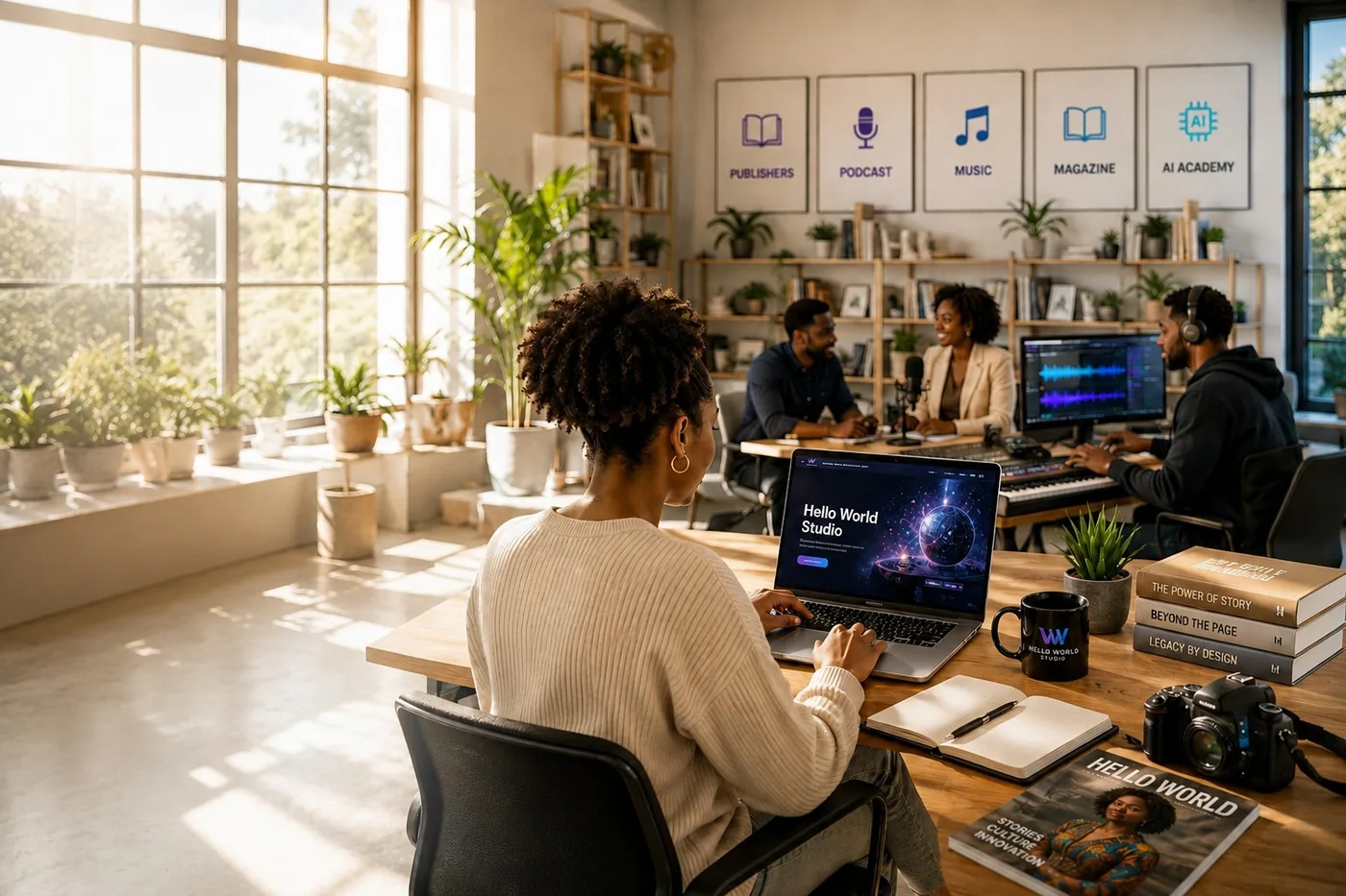 Premium Hello World Studio creative workspace